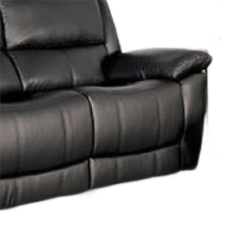 Larus Manual Motion Recliner Loveseat- Black Faux Leather 60 Inch