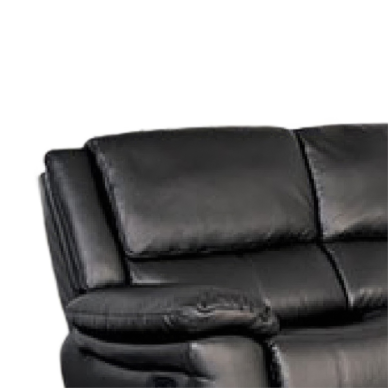 Larus Manual Motion Recliner Loveseat- Black Faux Leather 60 Inch