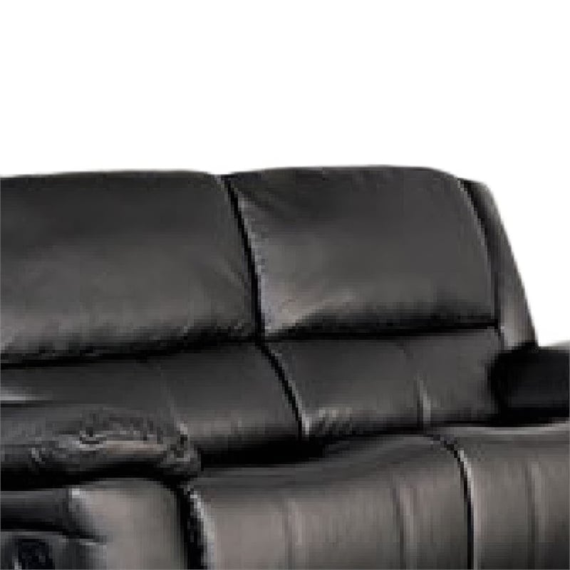 Larus Manual Motion Recliner Loveseat- Black Faux Leather 60 Inch