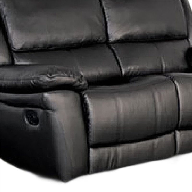 Larus Manual Motion Recliner Loveseat- Black Faux Leather 60 Inch