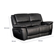 Larus Manual Motion Recliner Loveseat- Black Faux Leather 60 Inch
