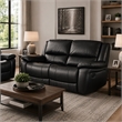 Larus Manual Motion Recliner Loveseat- Black Faux Leather 60 Inch