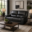 Larus Manual Motion Recliner Loveseat- Black Faux Leather 60 Inch