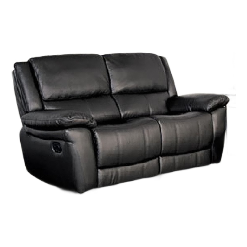 Larus Manual Motion Recliner Loveseat- Black Faux Leather 60 Inch