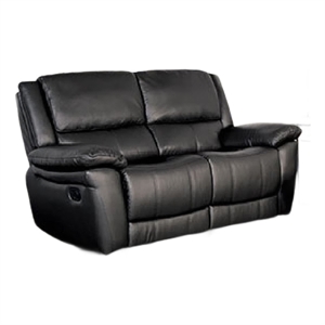 Larus Manual Motion Recliner Loveseat- Black Faux Leather 60 Inch