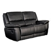 Larus Manual Motion Recliner Loveseat- Black Faux Leather 60 Inch