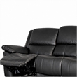Larus Manual Motion Recliner Sofa- 3 Seater- Black Faux Leather 82 Inch