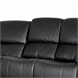 Larus Manual Motion Recliner Sofa- 3 Seater- Black Faux Leather 82 Inch
