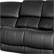 Larus Manual Motion Recliner Sofa- 3 Seater- Black Faux Leather 82 Inch