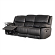 Larus Manual Motion Recliner Sofa- 3 Seater- Black Faux Leather 82 Inch