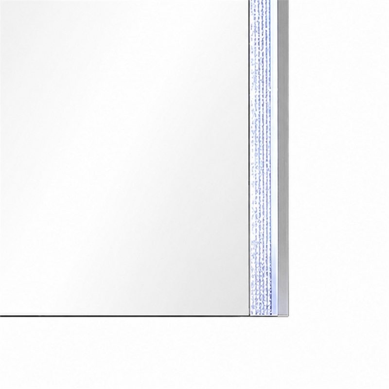 Soha Dresser Mirror- Rhinestone Trim w LED- High Gloss White 38x38