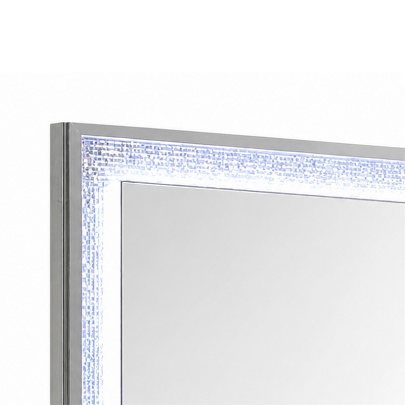 Soha Dresser Mirror- Rhinestone Trim w LED- High Gloss White 38x38
