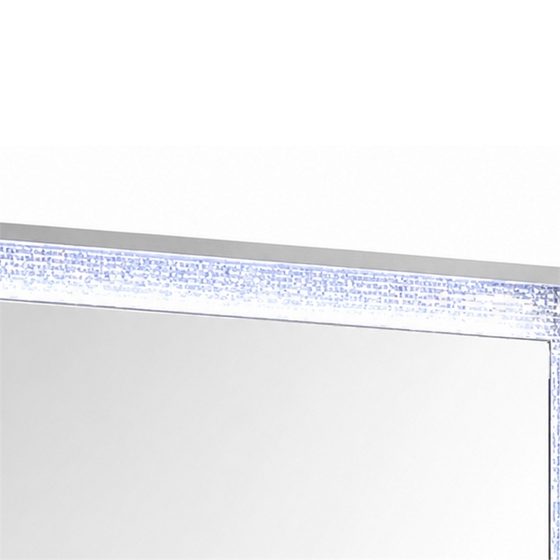 Soha Dresser Mirror- Rhinestone Trim w LED- High Gloss White 38x38