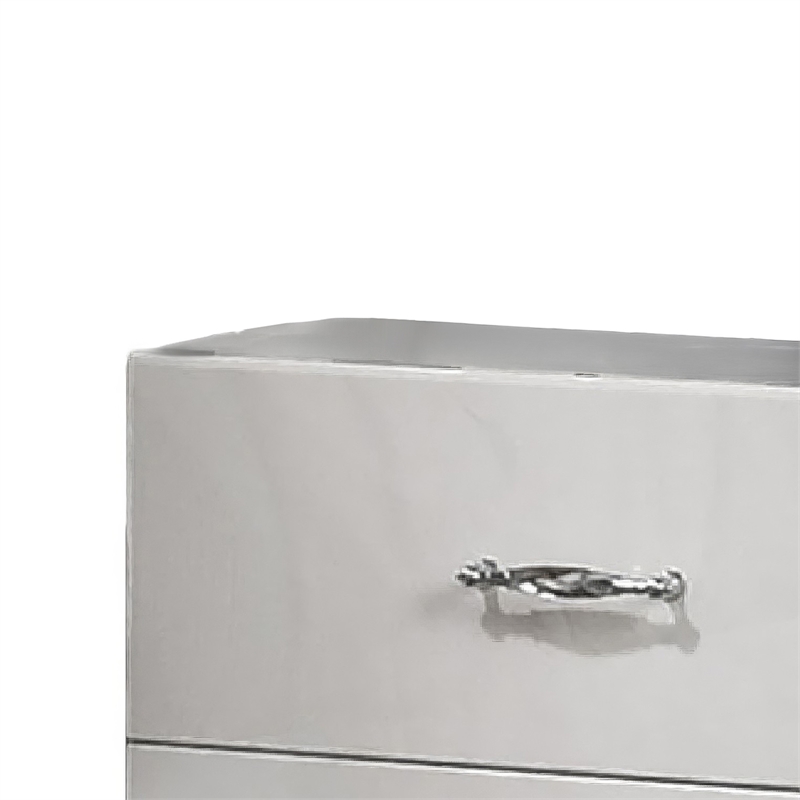 Soha Nightstand- 2 Drawers- Acrylic Chrome Handles- High Gloss White