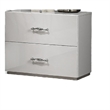 Soha Nightstand- 2 Drawers- Acrylic Chrome Handles- High Gloss White
