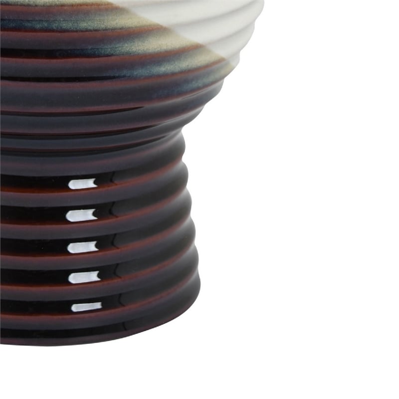 Decorative Planter- Tapered Body- Flared Pedestal- Gray Ceramic 10 Inch