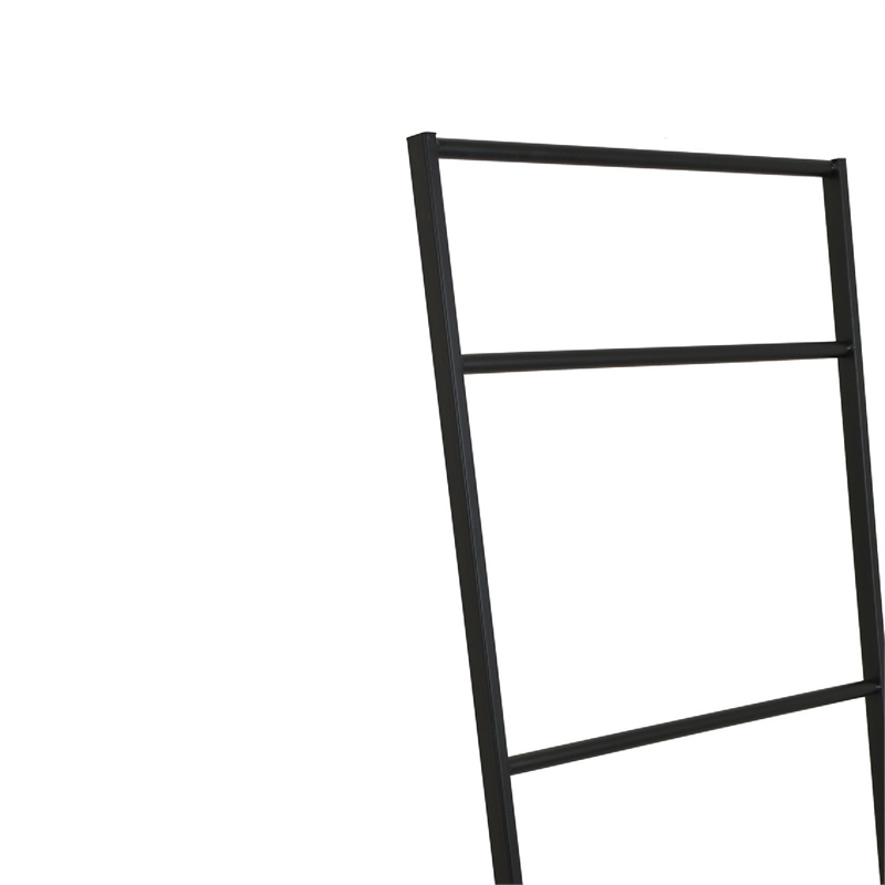 Freestanding Towel Quilt Rack- 4 Rungs- Built-in Base- Black Metal 39 Inch