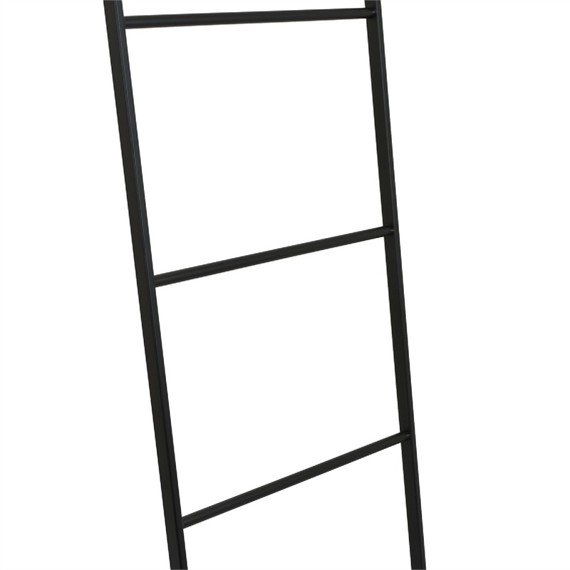 Freestanding Towel Quilt Rack- 4 Rungs- Built-in Base- Black Metal 39 Inch
