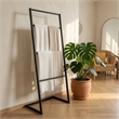 Freestanding Towel Quilt Rack- 4 Rungs- Built-in Base- Black Metal 39 Inch