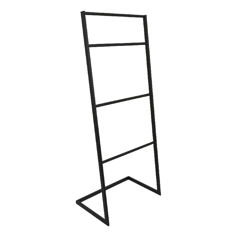 Freestanding Towel Quilt Rack- 4 Rungs- Built-in Base- Black Metal 39 Inch