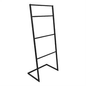 Freestanding Towel Quilt Rack- 4 Rungs- Built-in Base- Black Metal 39 Inch