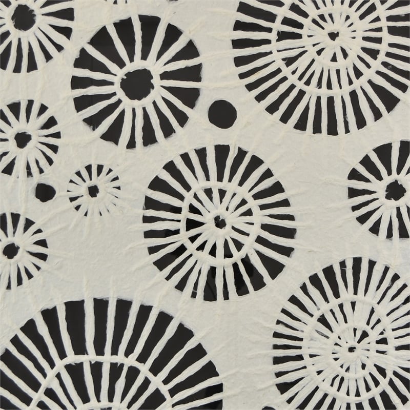 Wren Wall Art with Abstract Patterns- White Frame- Natural Fiber 32 Inch