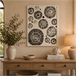 Wren Wall Art with Abstract Patterns- White Frame- Natural Fiber 32 Inch