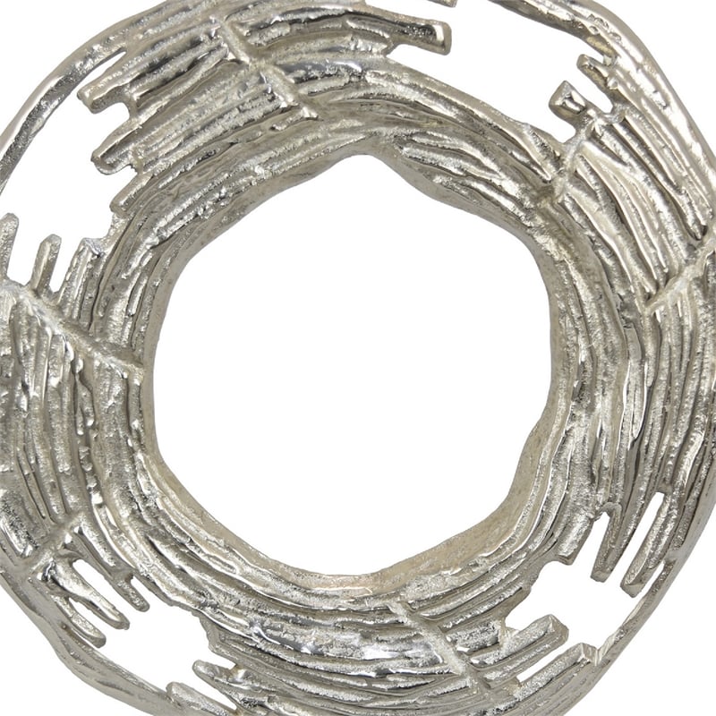 Steve Abstract Ring Sculpture with Black Pedestal Stand- Textured Silver