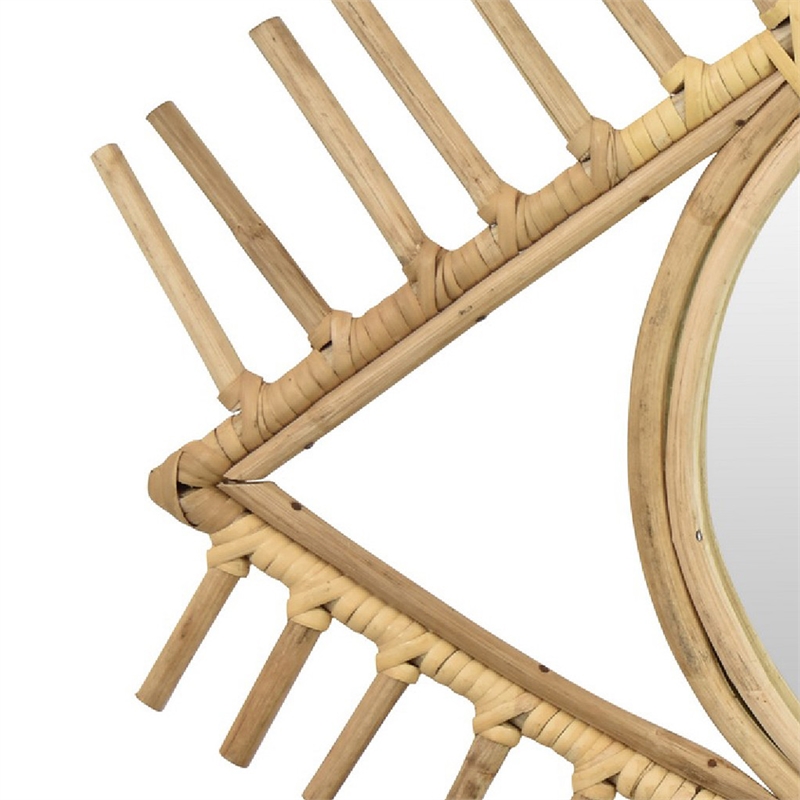 Greta Eye-Shaped Wall-Mounted Mirror- Sunburst Frame- Natural Fiber