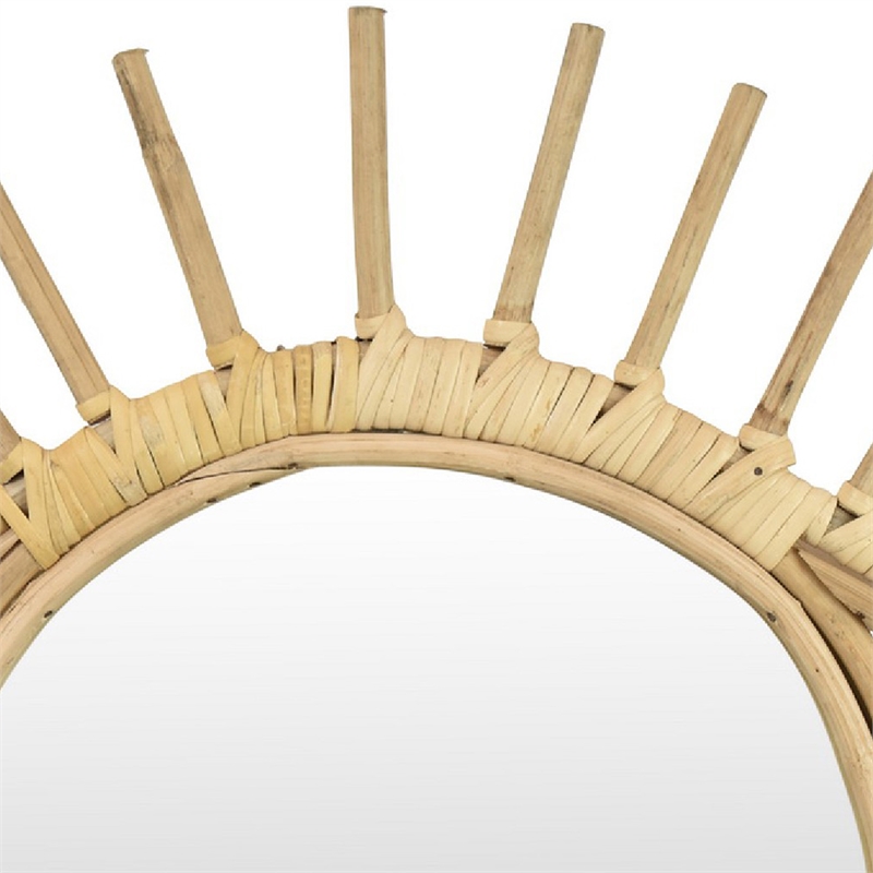 Greta Eye-Shaped Wall-Mounted Mirror- Sunburst Frame- Natural Fiber
