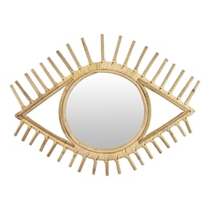Greta Eye-Shaped Wall-Mounted Mirror- Sunburst Frame- Natural Fiber