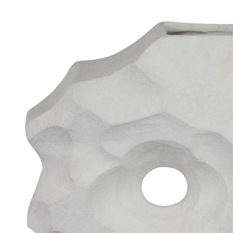 Abstract Sculpted Vase with Textured Organic Form- White Ceramic 15 Inch