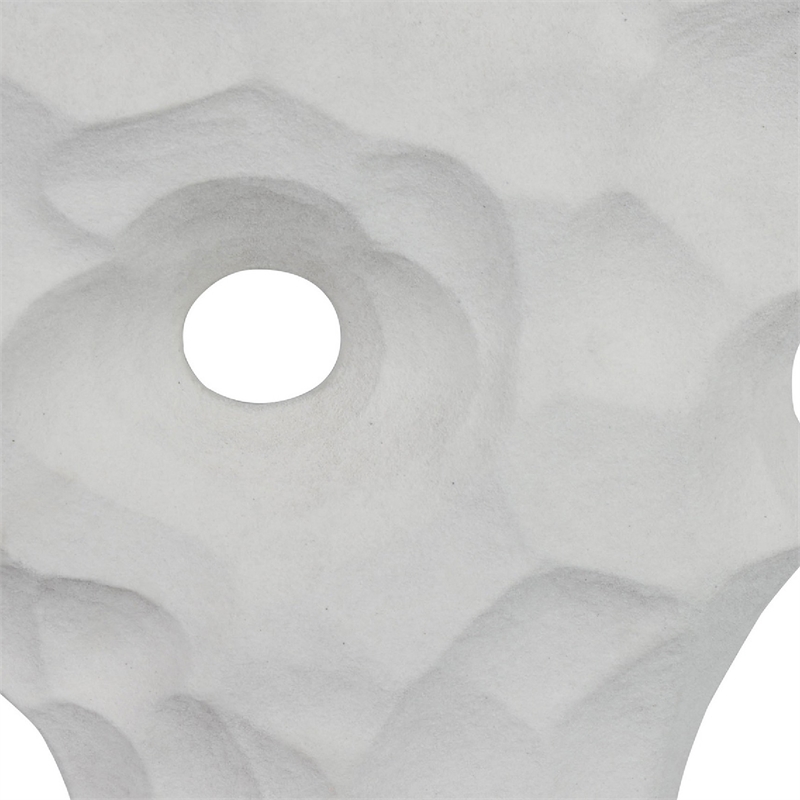 Abstract Sculpted Vase with Textured Organic Form- White Ceramic 15 Inch