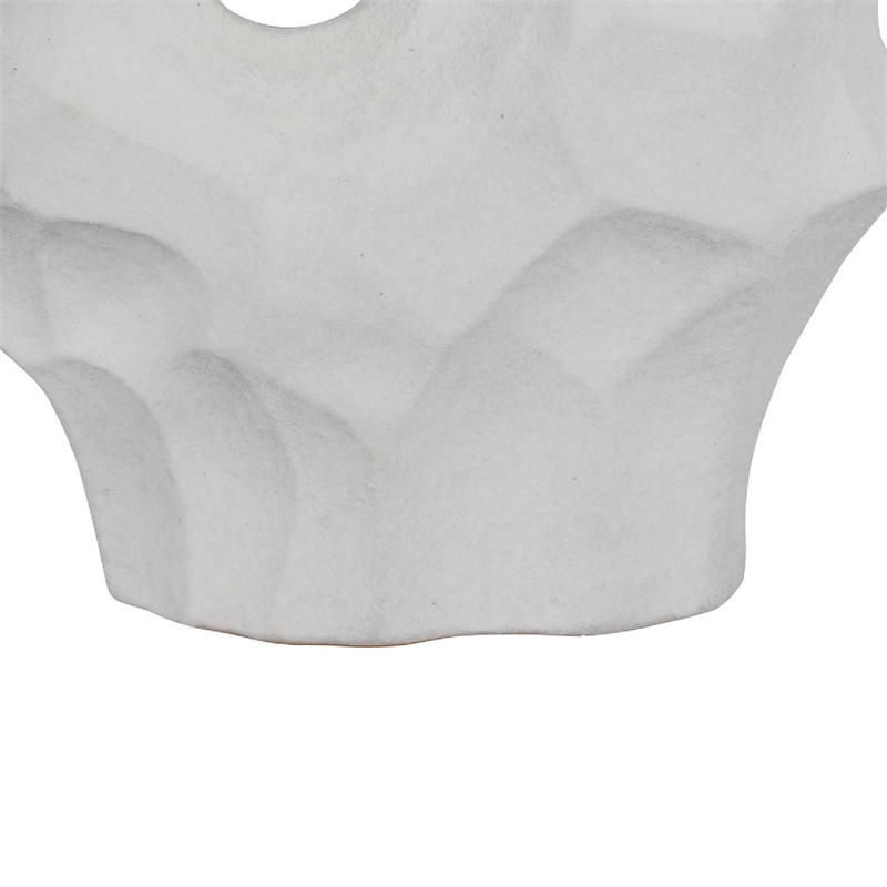 Abstract Sculpted Vase with Textured Organic Form- White Ceramic 15 Inch