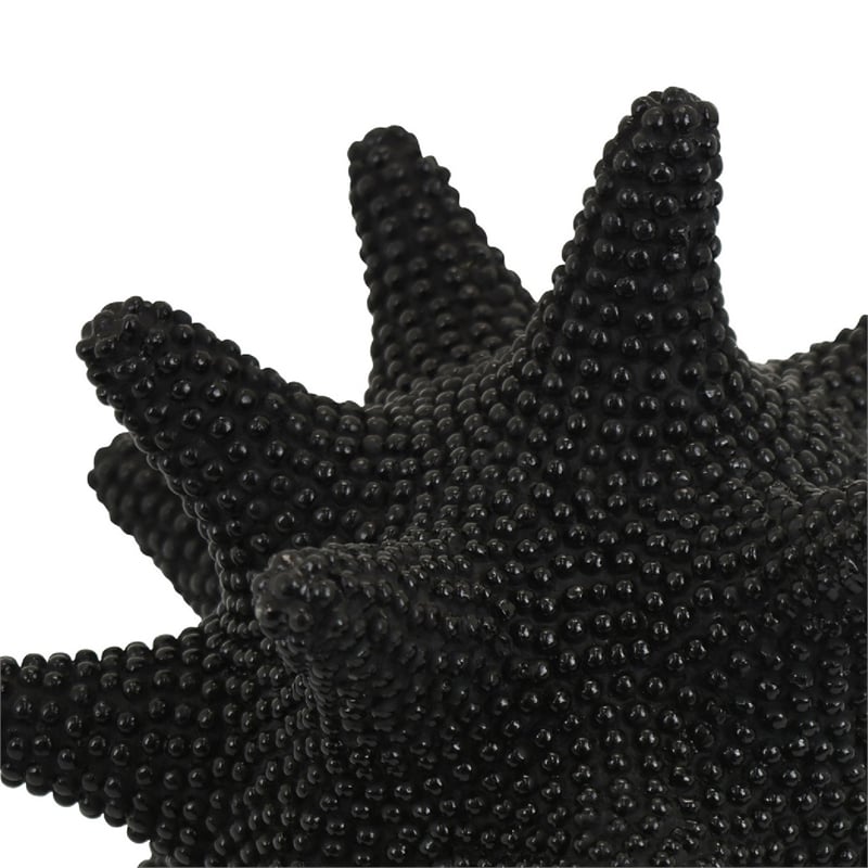 Noah Decorative Orb Sculpture with Spiked Details- Black Resin 8 Inch