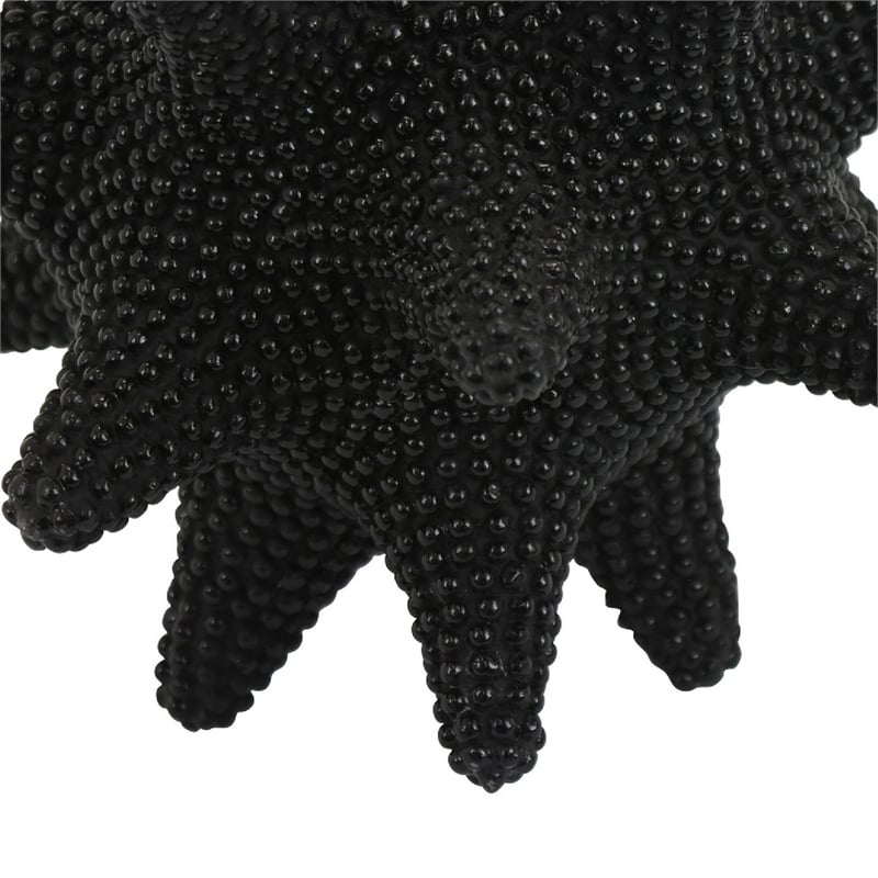Noah Decorative Orb Sculpture with Spiked Details- Black Resin 8 Inch