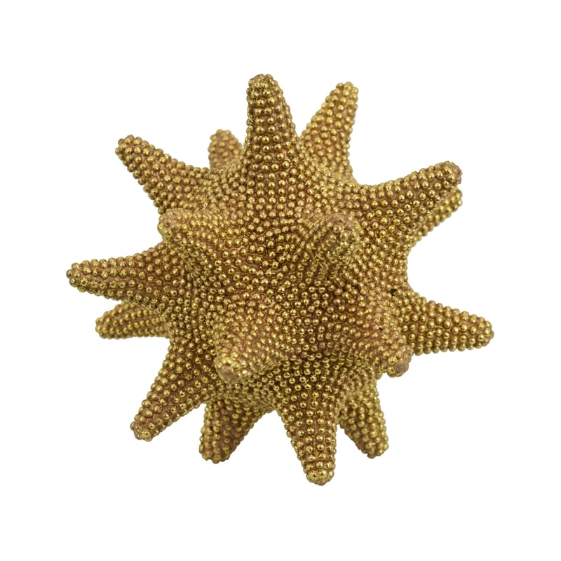 Noah Decorative Orb Sculpture with Spiked Details- Gold Resin 8 Inch