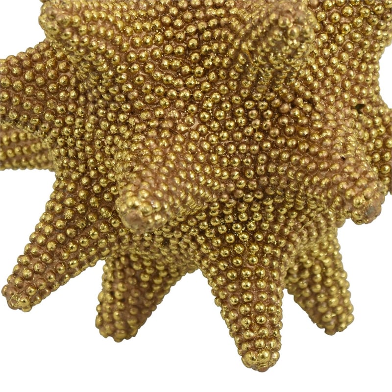 Noah Decorative Orb Sculpture with Spiked Details- Gold Resin 8 Inch