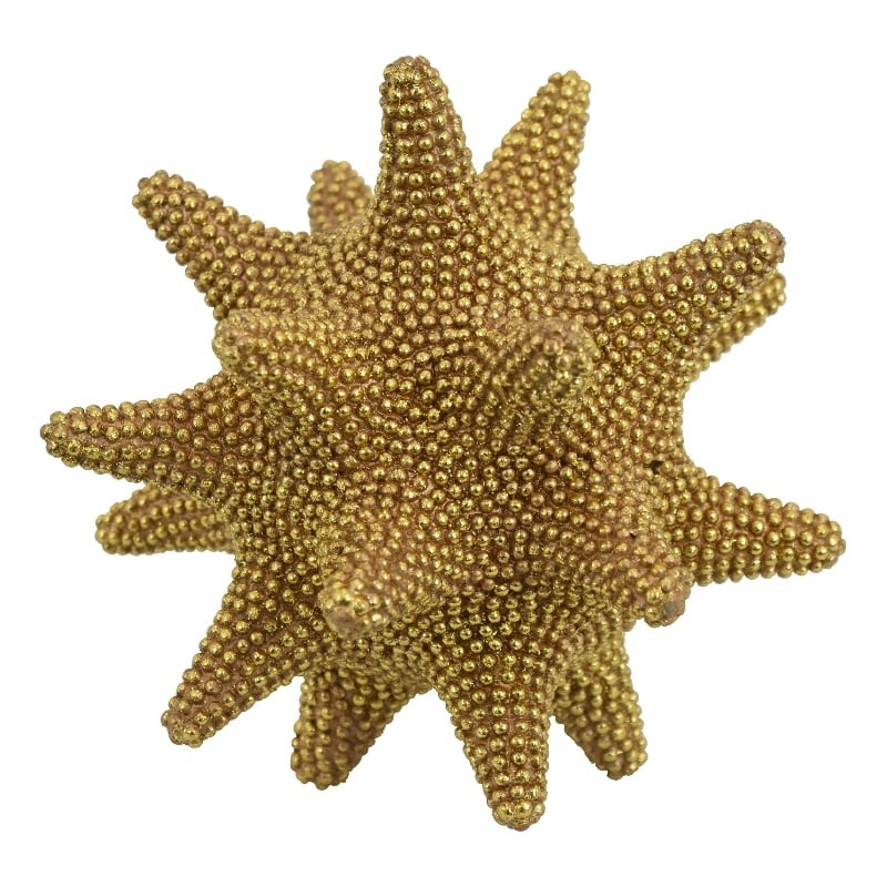 Noah Decorative Orb Sculpture with Spiked Details- Gold Resin 8 Inch