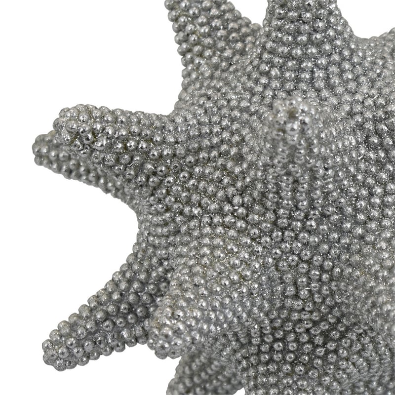 Noah Decorative Orb Sculpture with Spiked Details- Silver Resin 8 Inch