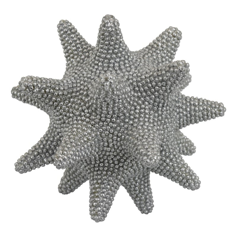 Noah Decorative Orb Sculpture with Spiked Details- Silver Resin 8 Inch