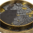 Archy Round Tray- Set of 2- Abstract Patterns- Black-Gold Polyurethane