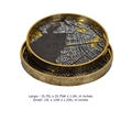 Archy Round Tray- Set of 2- Abstract Patterns- Black-Gold Polyurethane