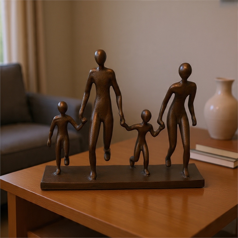 Draco Decorative Family Figurine Sculpture on Base- Bronze Metal