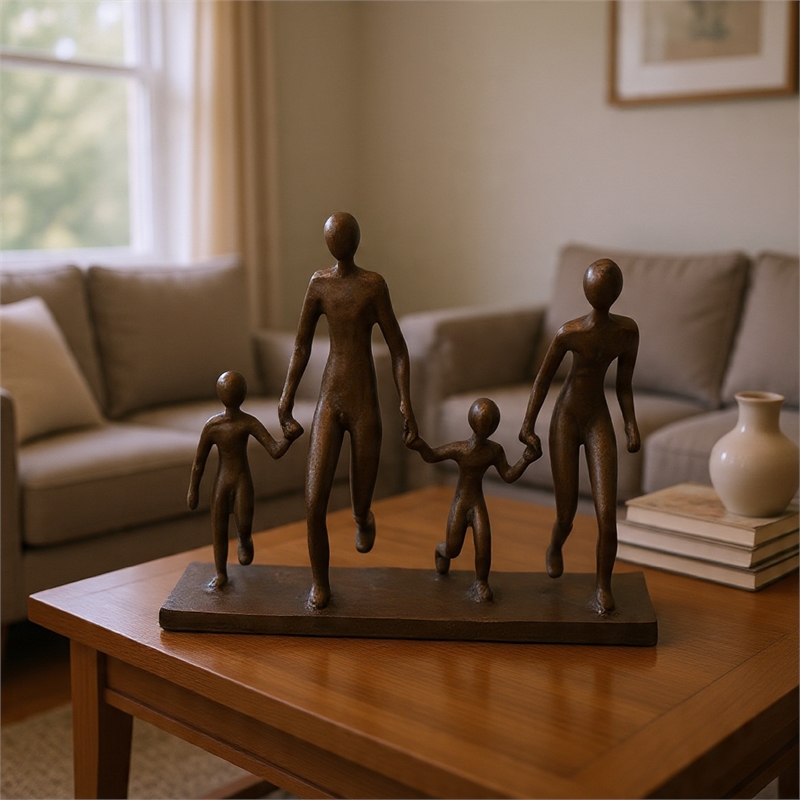 Draco Decorative Family Figurine Sculpture on Base- Bronze Metal