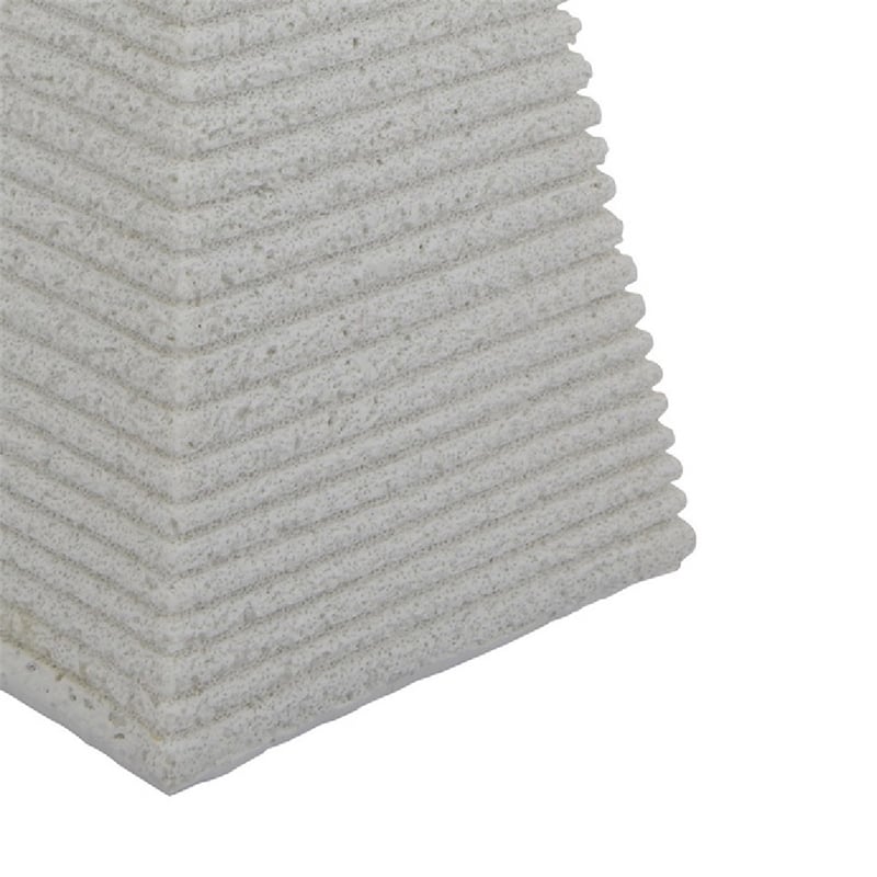 Fuji Decorative Pyramid Sculpture with Layered Ridges- White Resin