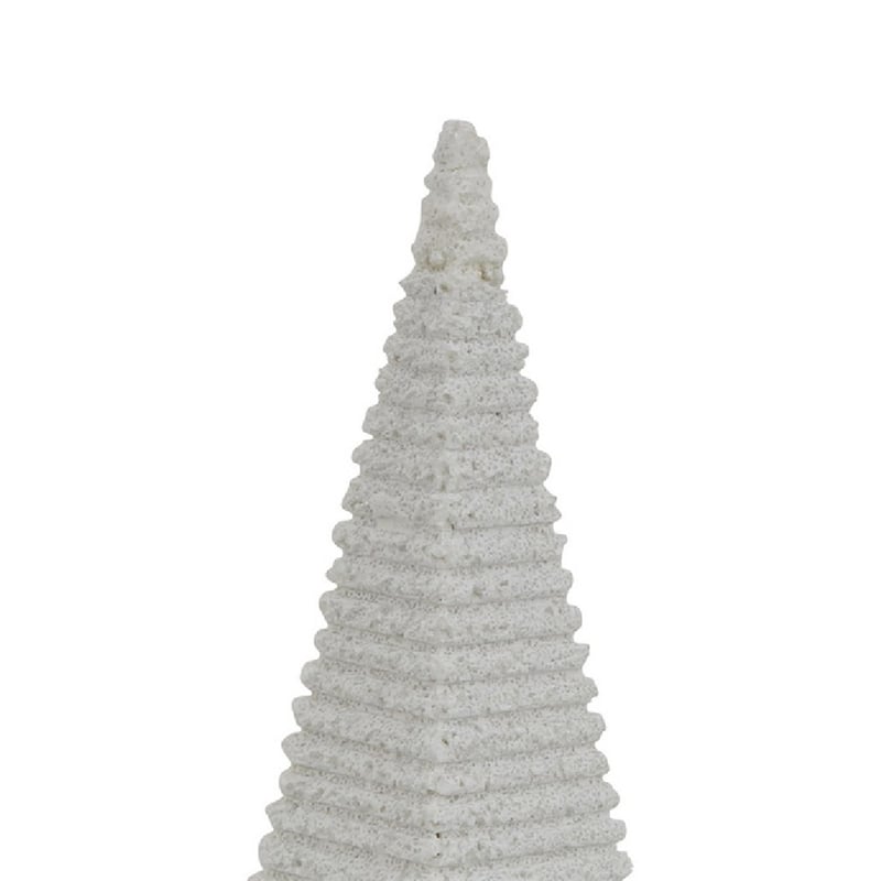 Fuji Decorative Pyramid Sculpture with Layered Ridges- White Resin