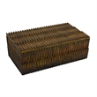 Suzie Decorative Storage Box with Textured Lid- Brown Ribbed Resin