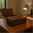 Suzie Decorative Storage Box with Textured Lid- Brown Ribbed Resin