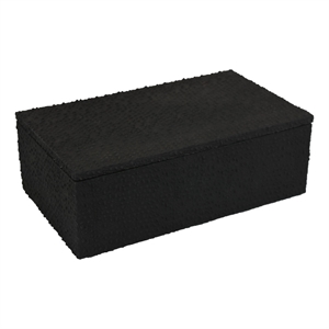 Suzie Decorative Box- Lid and Storage- Textured Black Resin 12 Inch